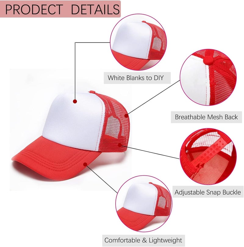 Ultrafun 6 Pack Kids Trucker Hat Sublimation Blank Plain Hats Mesh Adjustable Outdoor Sports Baseball Caps for Boys Girls - Image 3
